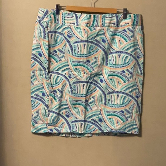 Patterned Blue and Green Women's Skirt - Picture 1 of 6